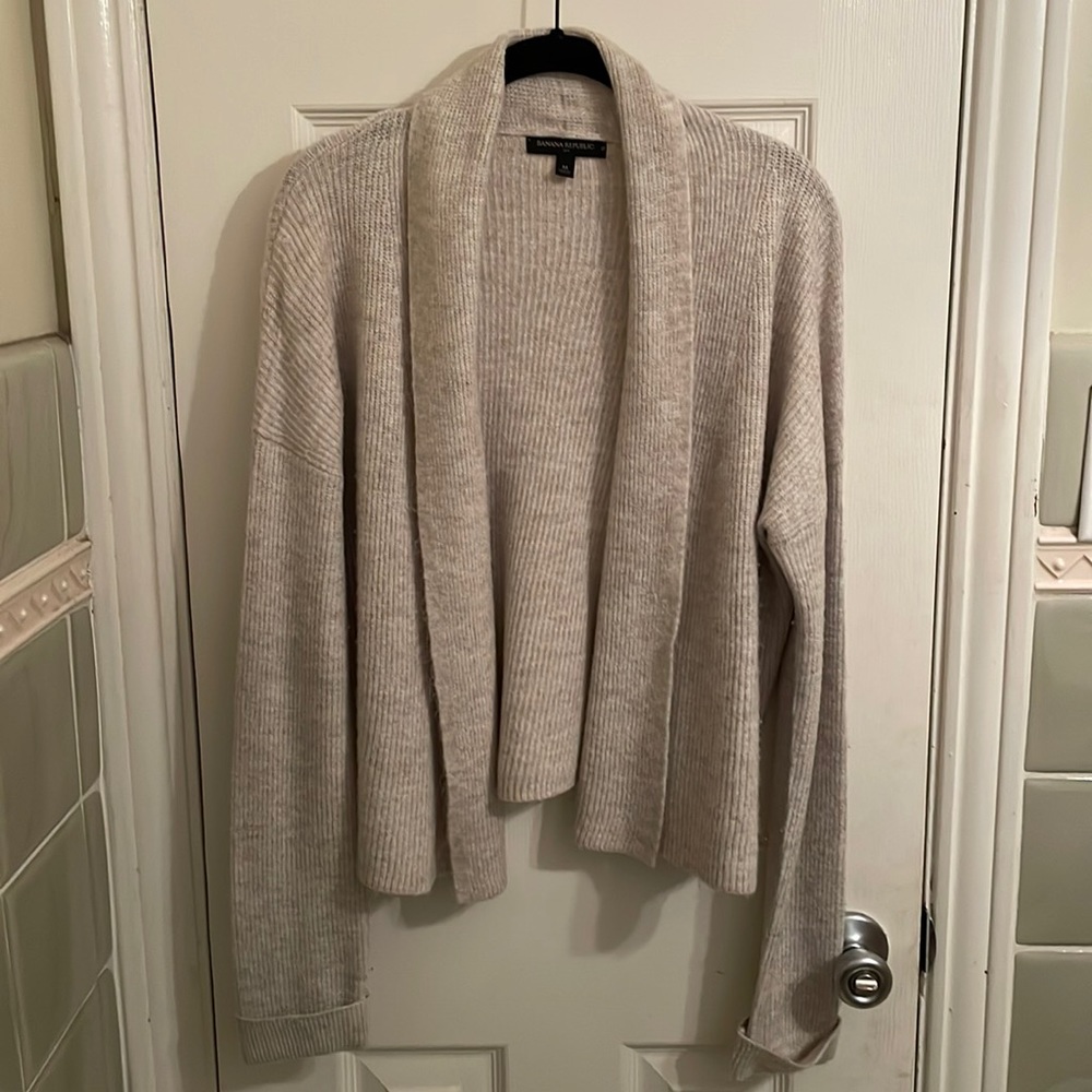 Banana Republic Cozy Soft Ribbed Open Front Sweater Oatmeal/Beige Size Medium